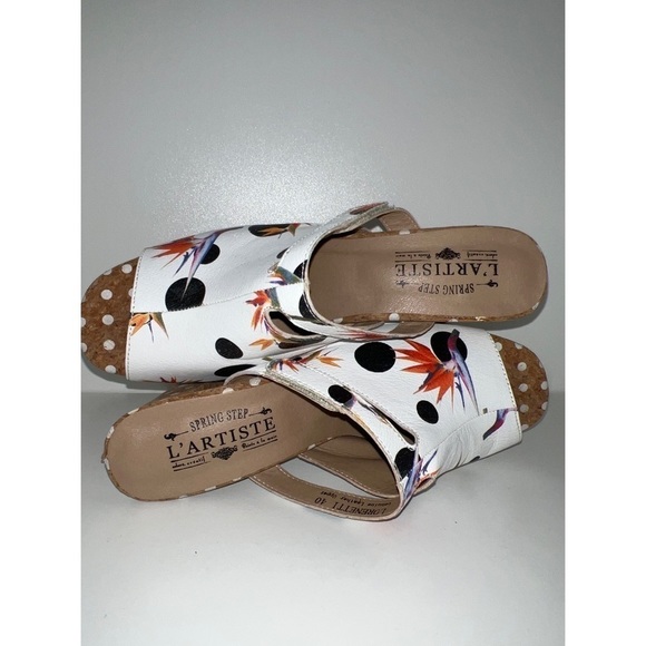 L’artiste POLKA DOT BIRDS OF PARADISE CHUNKY HEELED LORENETTI SANDALS - SIZE 40 - Picture 8 of 10